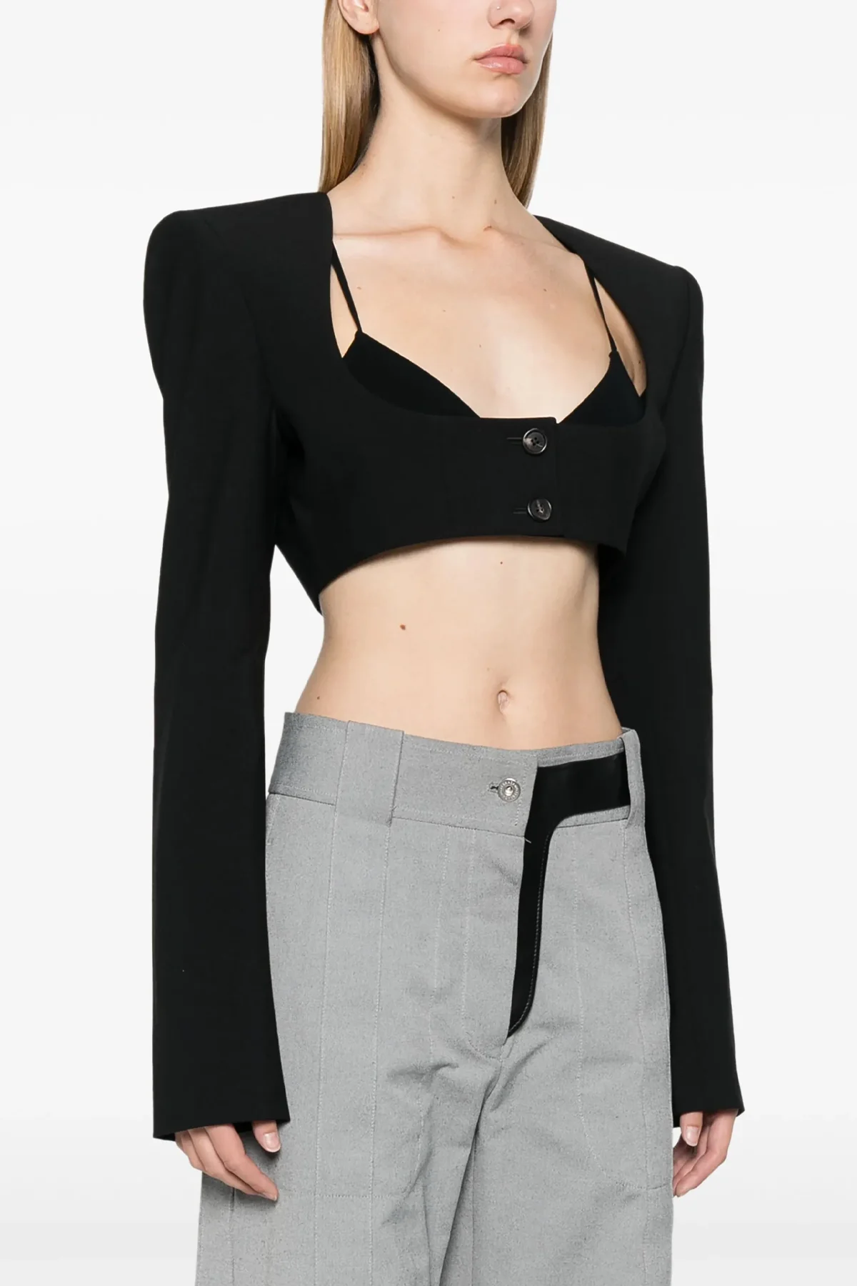 cleo bolero crop blazer in wool blend