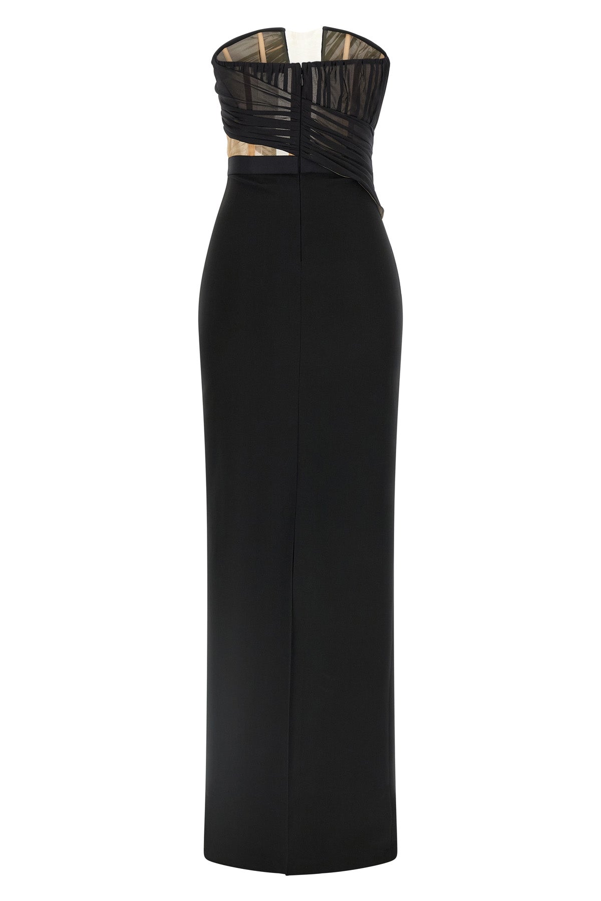 NENSI DOJAKA 38 long corsetted draped maxi dress in fluid viscose