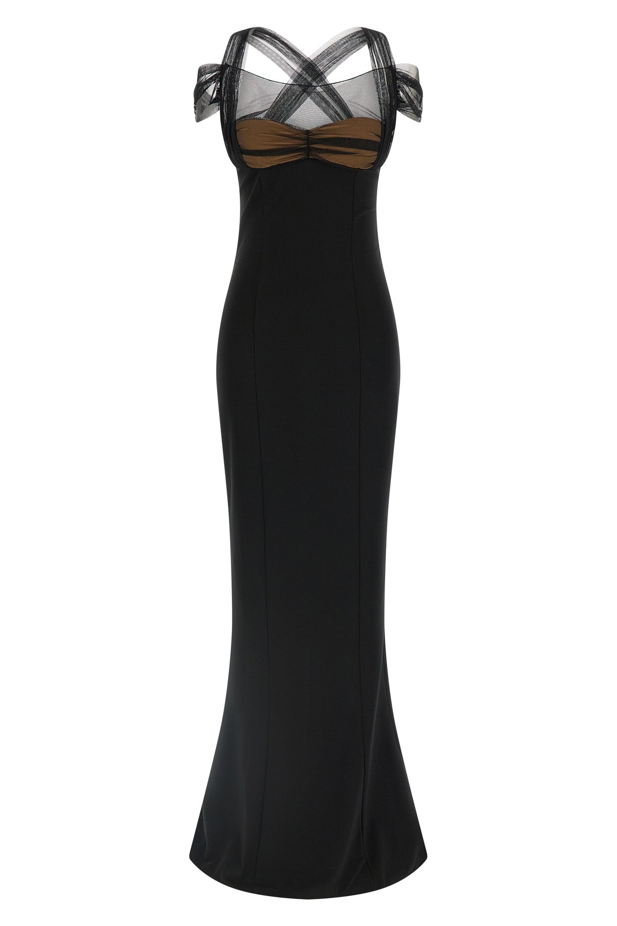 NENSI DOJAKA 40 draped padded cup maxi fluid viscose dress