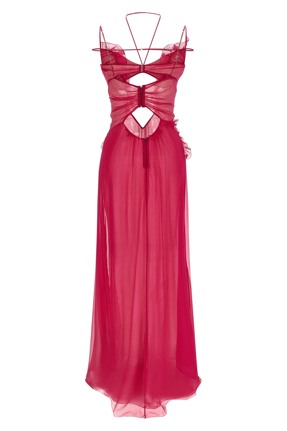 long frilled gown