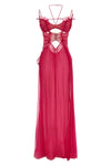 long frilled gown