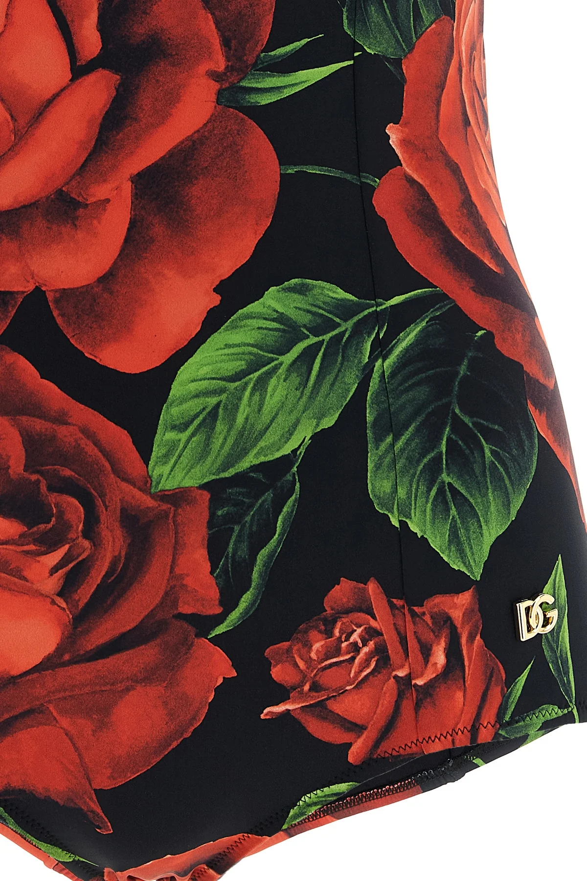 the dolce & gabbana one-piece balcony swimsuit bases its design on precise corse