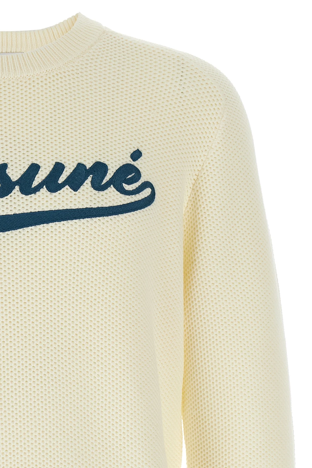 kitsune varsity textured cotton sweater