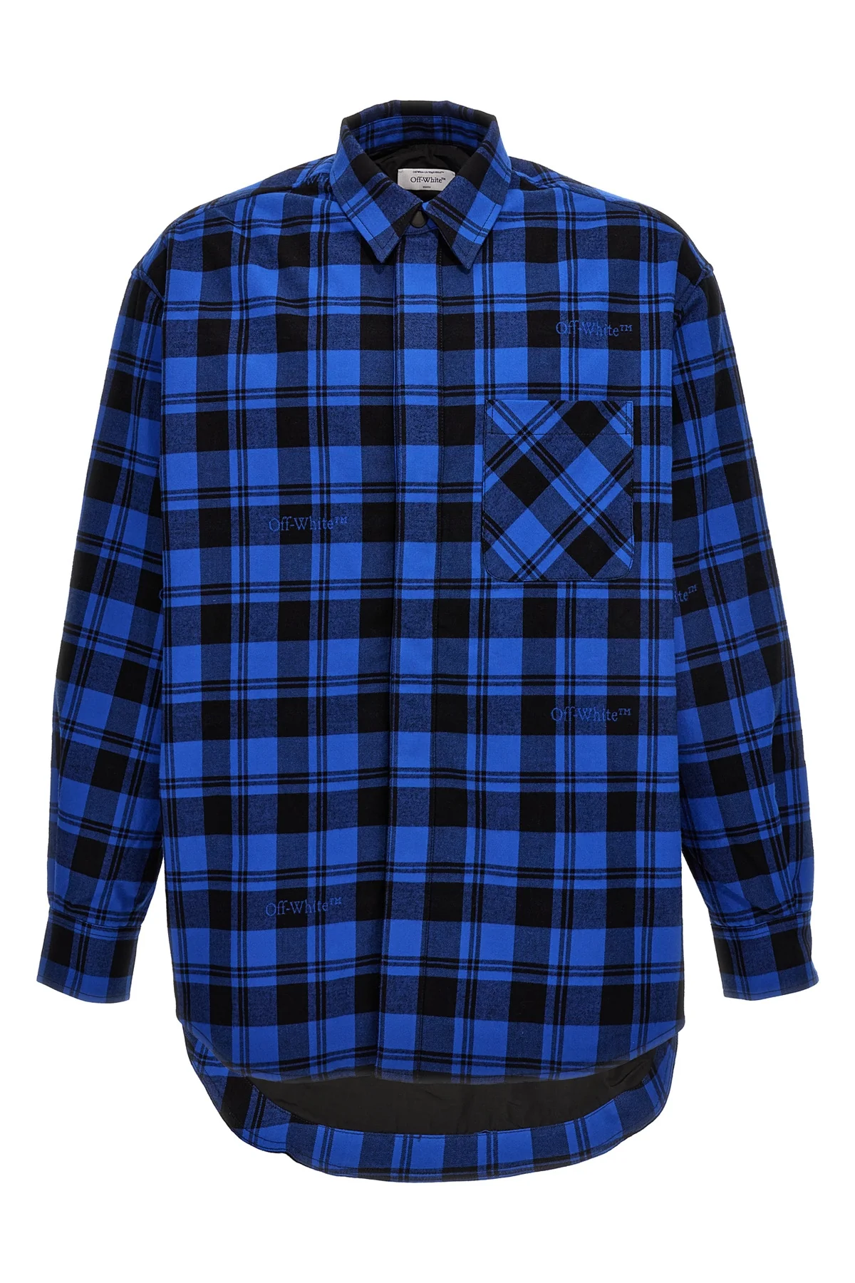OFF-WHITE S check flannel slightly padded cotton overshirt