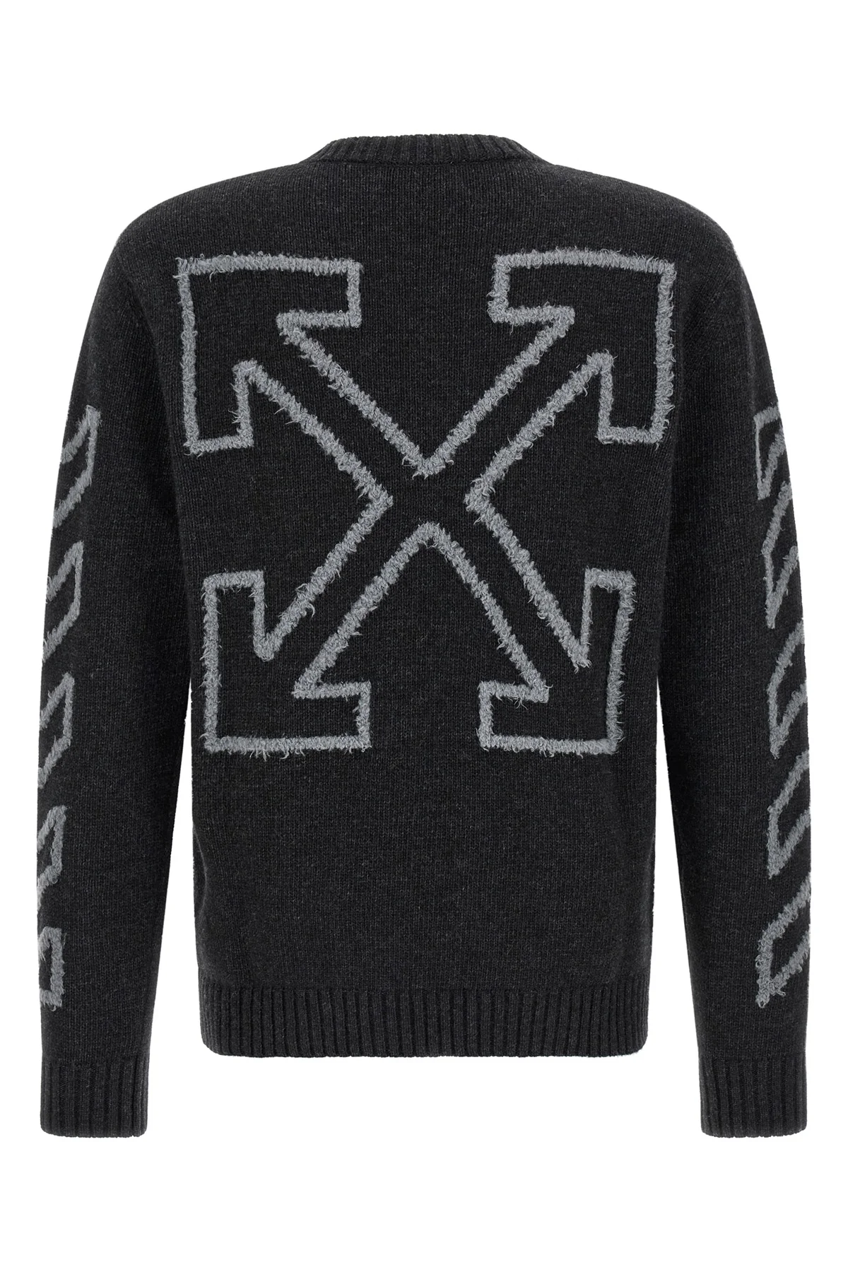 OFF-WHITE L the off-white diagonal arrow fuzzy crew neck sweater
