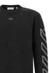 the off-white diagonal arrow fuzzy crew neck sweater