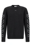 the off-white diagonal arrow fuzzy crew neck sweater