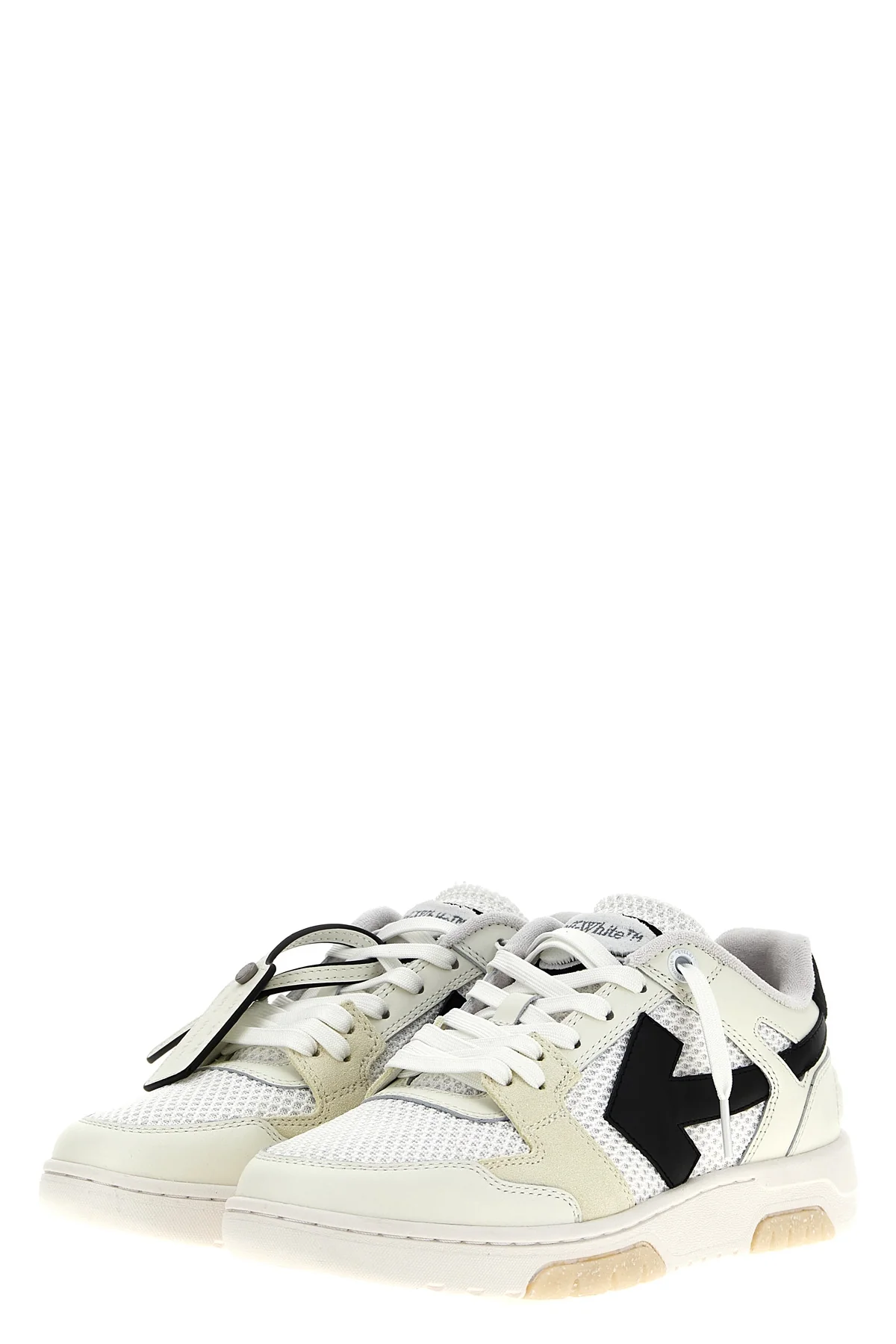 OFF-WHITE 40 slim out of office sneakers in suede leather and mesh fabric