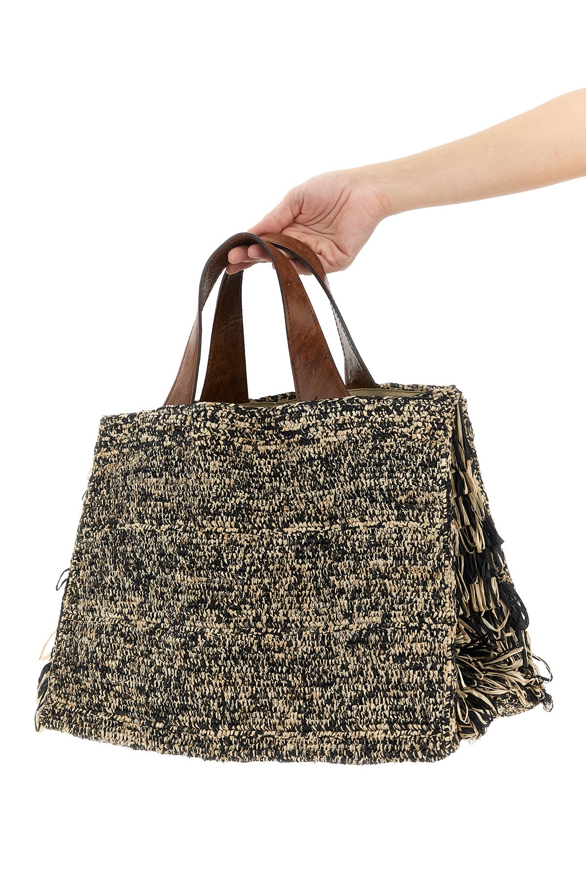 IBELIV OS onja handbag in two-tone crocheted raffia