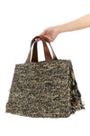 onja handbag in two-tone crocheted raffia