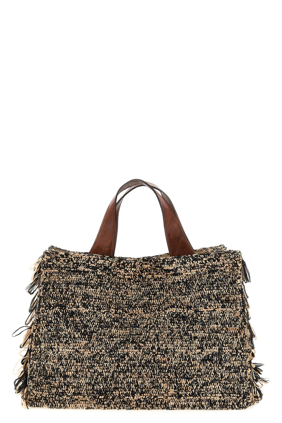 onja handbag in two-tone crocheted raffia