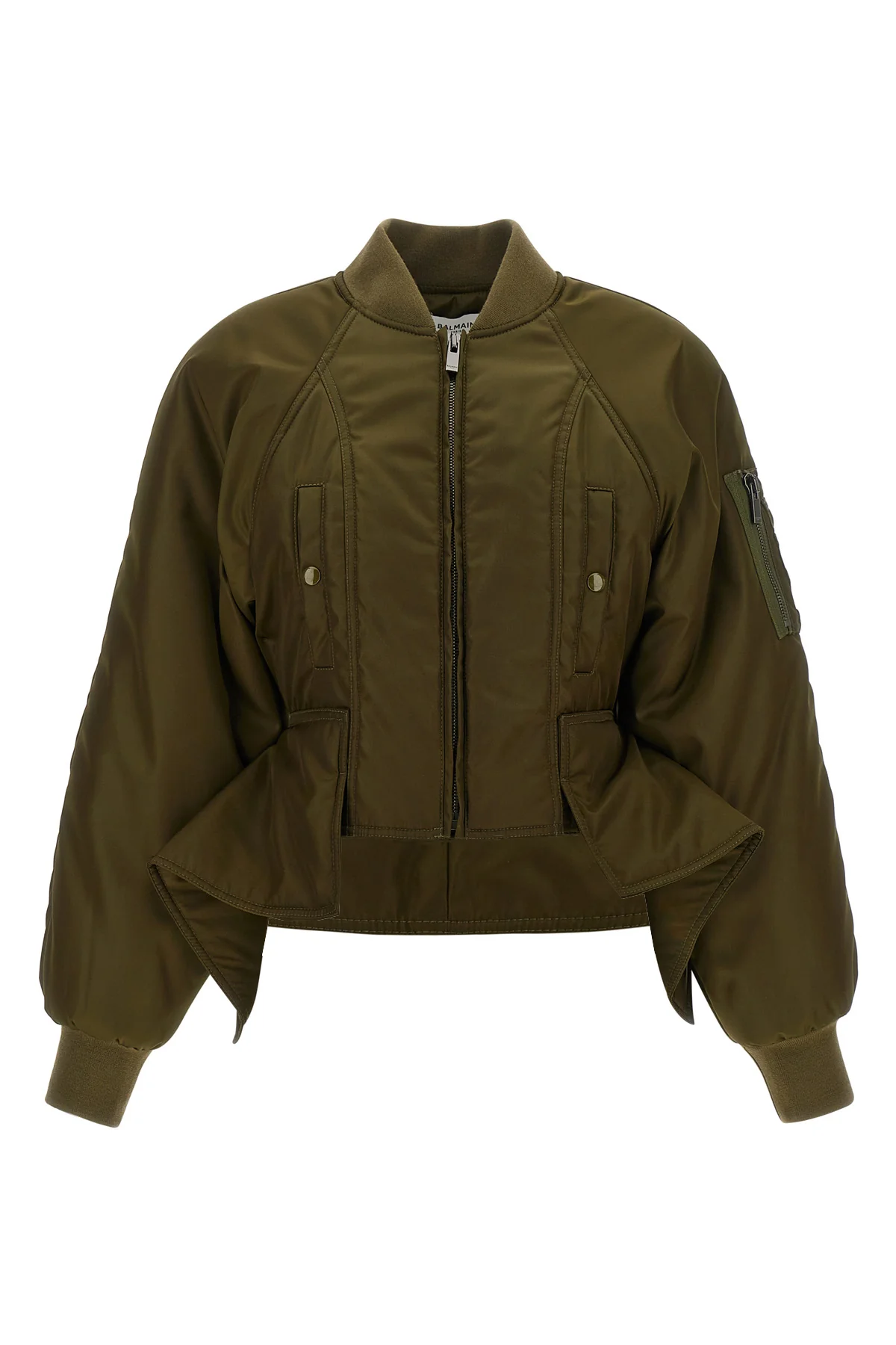the balmain bomber jacket reinterprets the codes of outerwear through a purely s