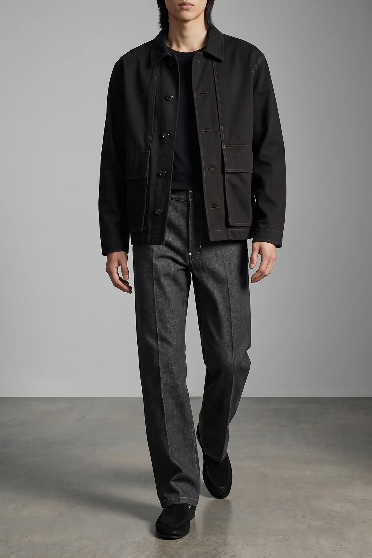 LEMAIRE XL boxy jacket in heavy cotton denim