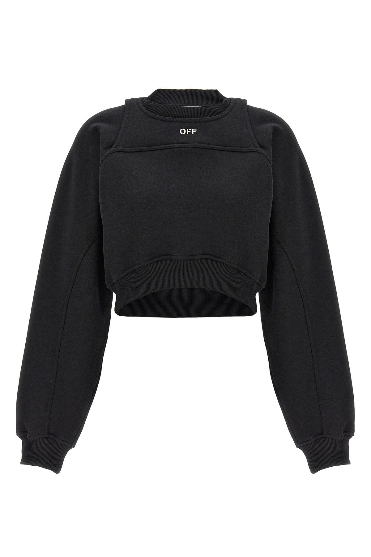 OFF-WHITE M crop style crewneck cotton sweatshirt