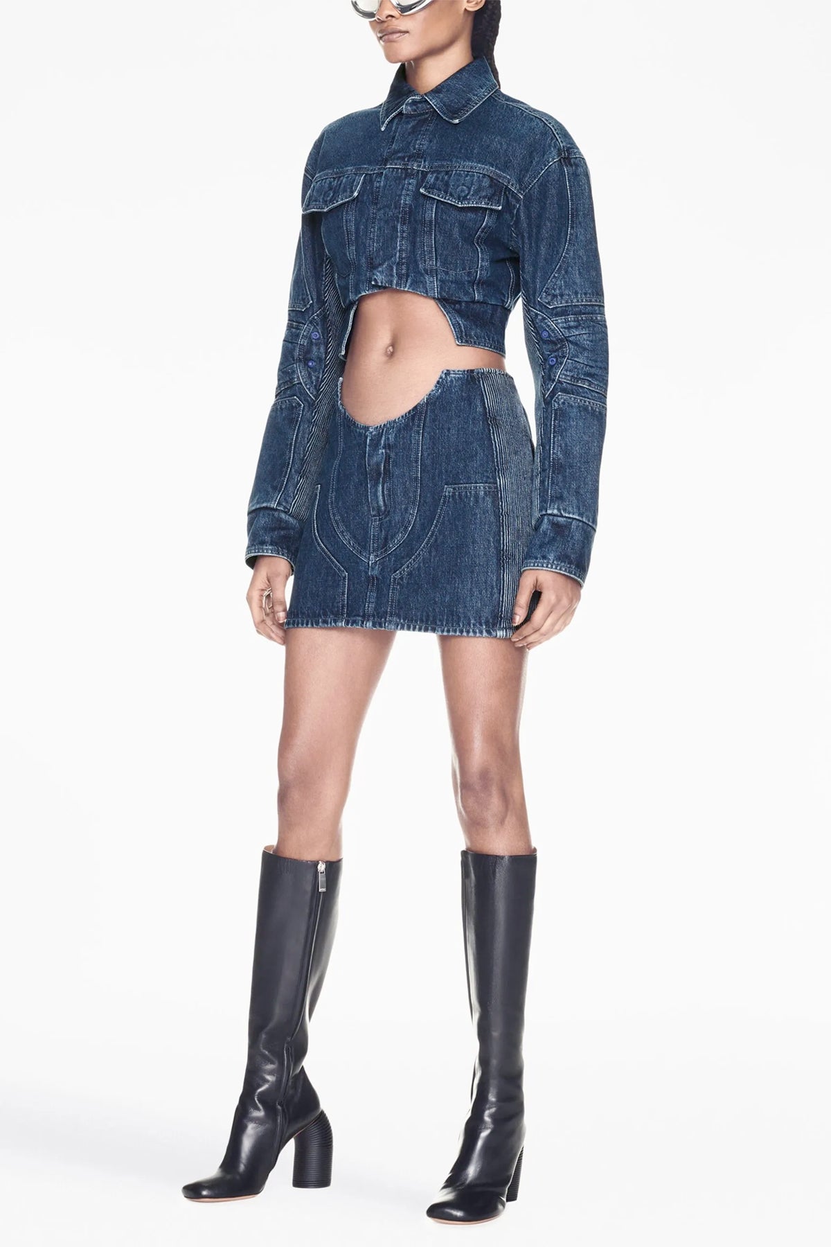 OFF-WHITE 38 motorcycle cropped denim jacket