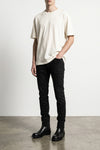 p001 black resin 3/d jeans in high-quality garment-dyed stretch denim