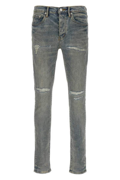 p001 light blue vintage used-effect stone washed stretch cotton denim jeans