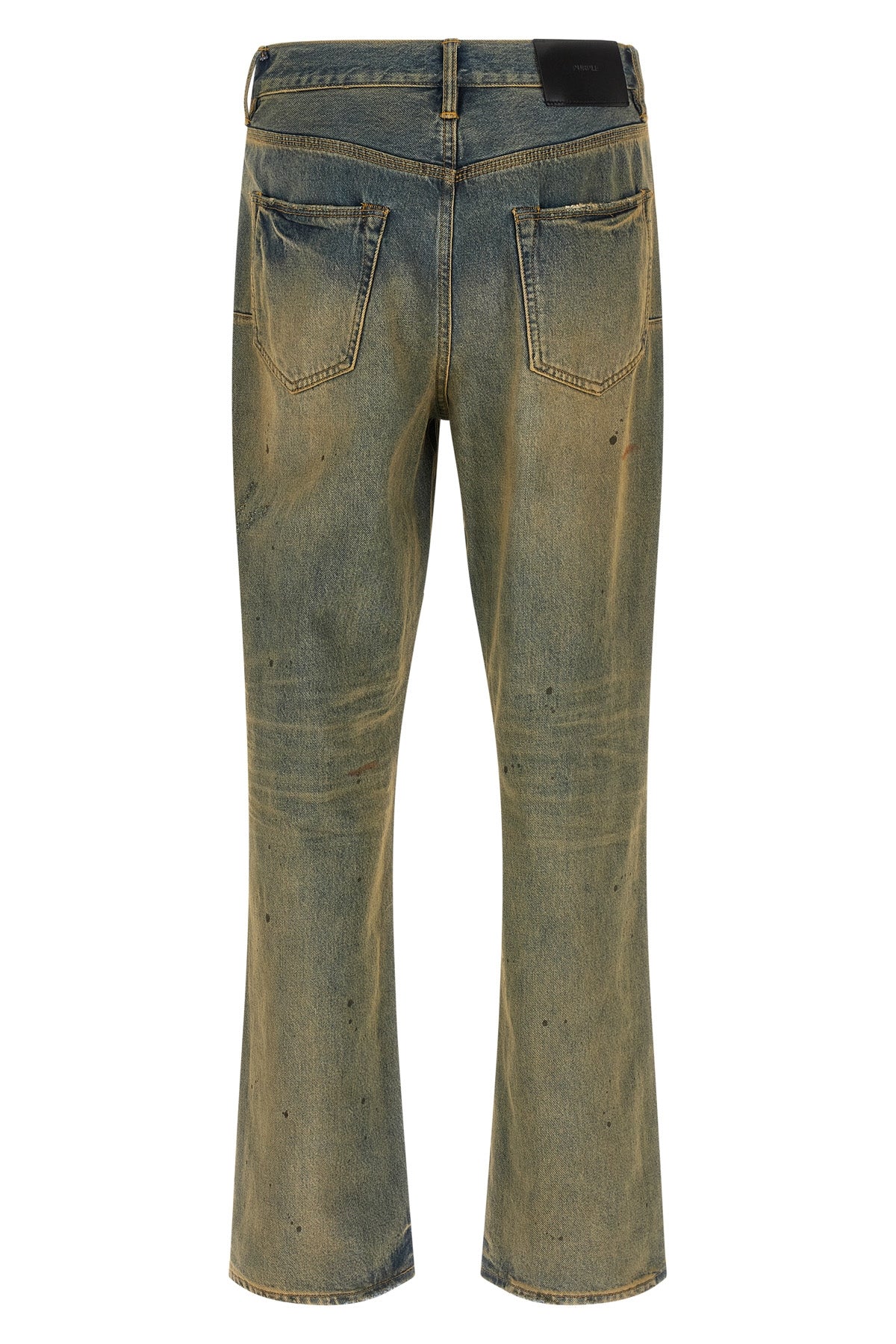 p011 dirty oil repair used-effect distressed stonewashed cotton denim jeans