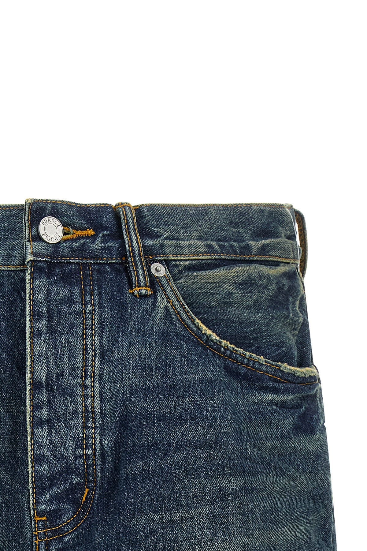 p059 vintage mid bermuda shorts in used-effect stone-washed cotton denim