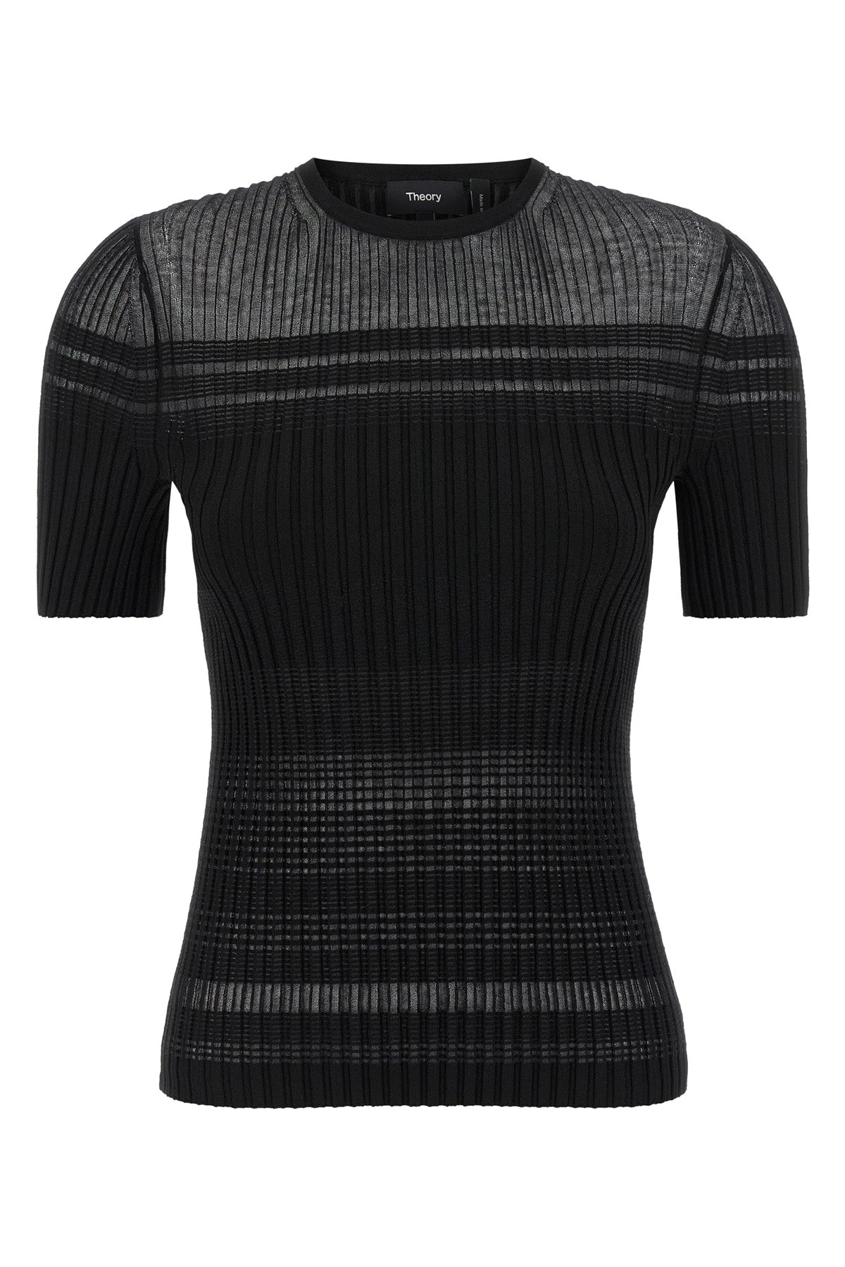 super stretch ribbed viscose and cotton blend t-shirt