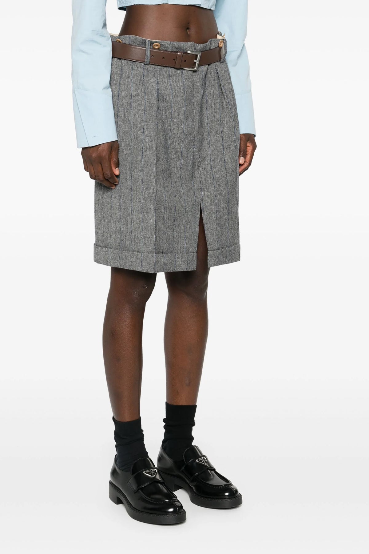 PRADA 40 striped wool skirt