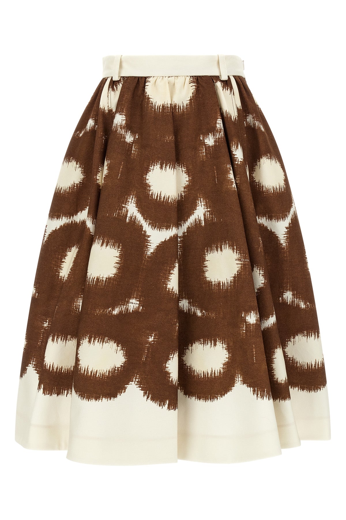 PRADA 42 circle print cotton canvas midi skirt