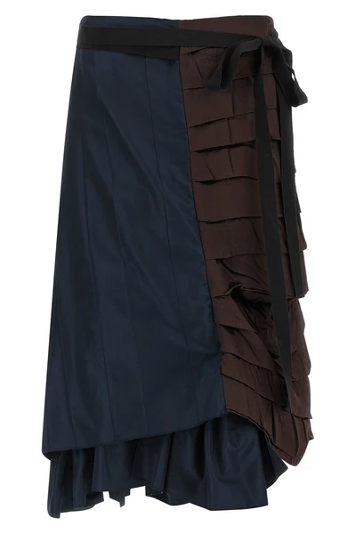 midi skirt made of panels of different fabrics