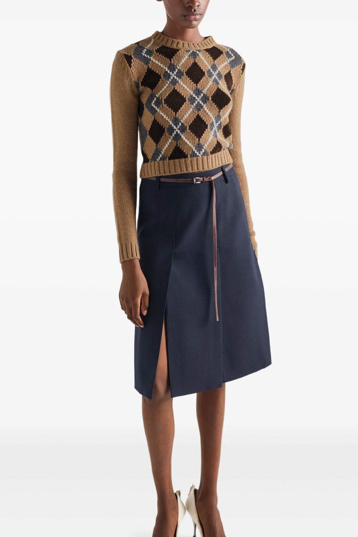 PRADA 42 argyle cashmere sweater