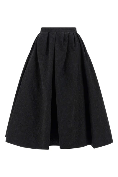 full cotton jacquard midi skirt