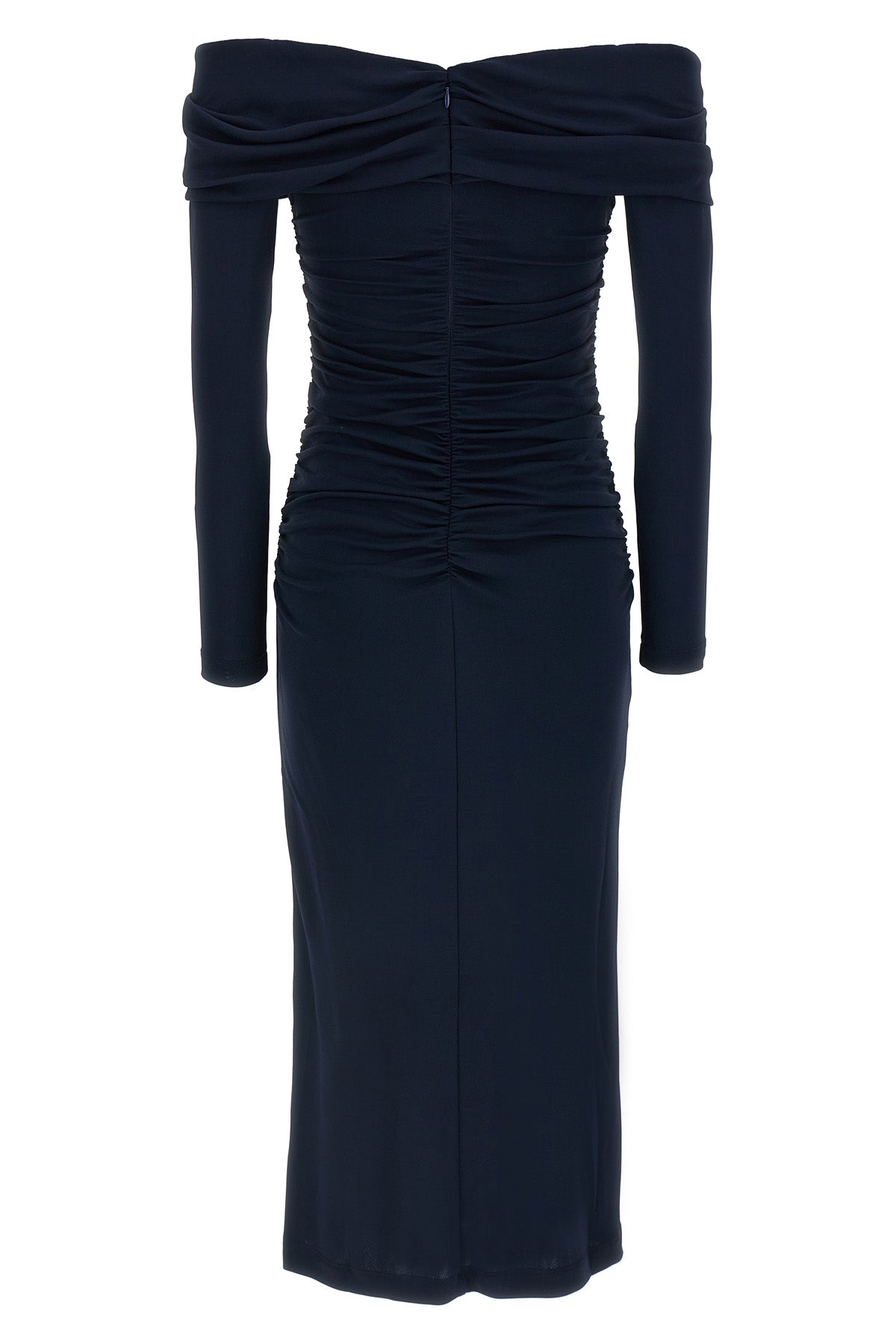 CAROLINA HERRERA S off-the-shoulder off-shoulder 3/4 slv ruched midi fluid fabric dress