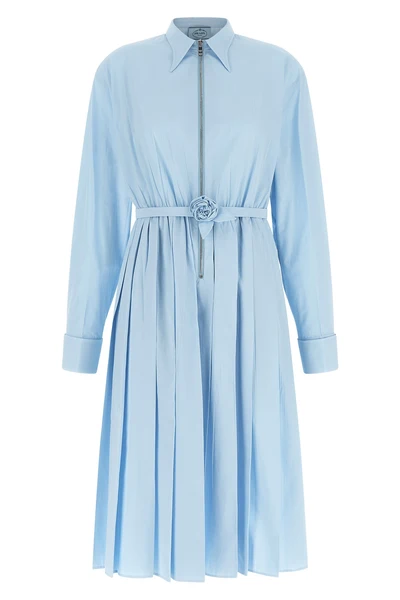 the shirt dress prada in pure cotton poplin redefines the codes of feminine tail