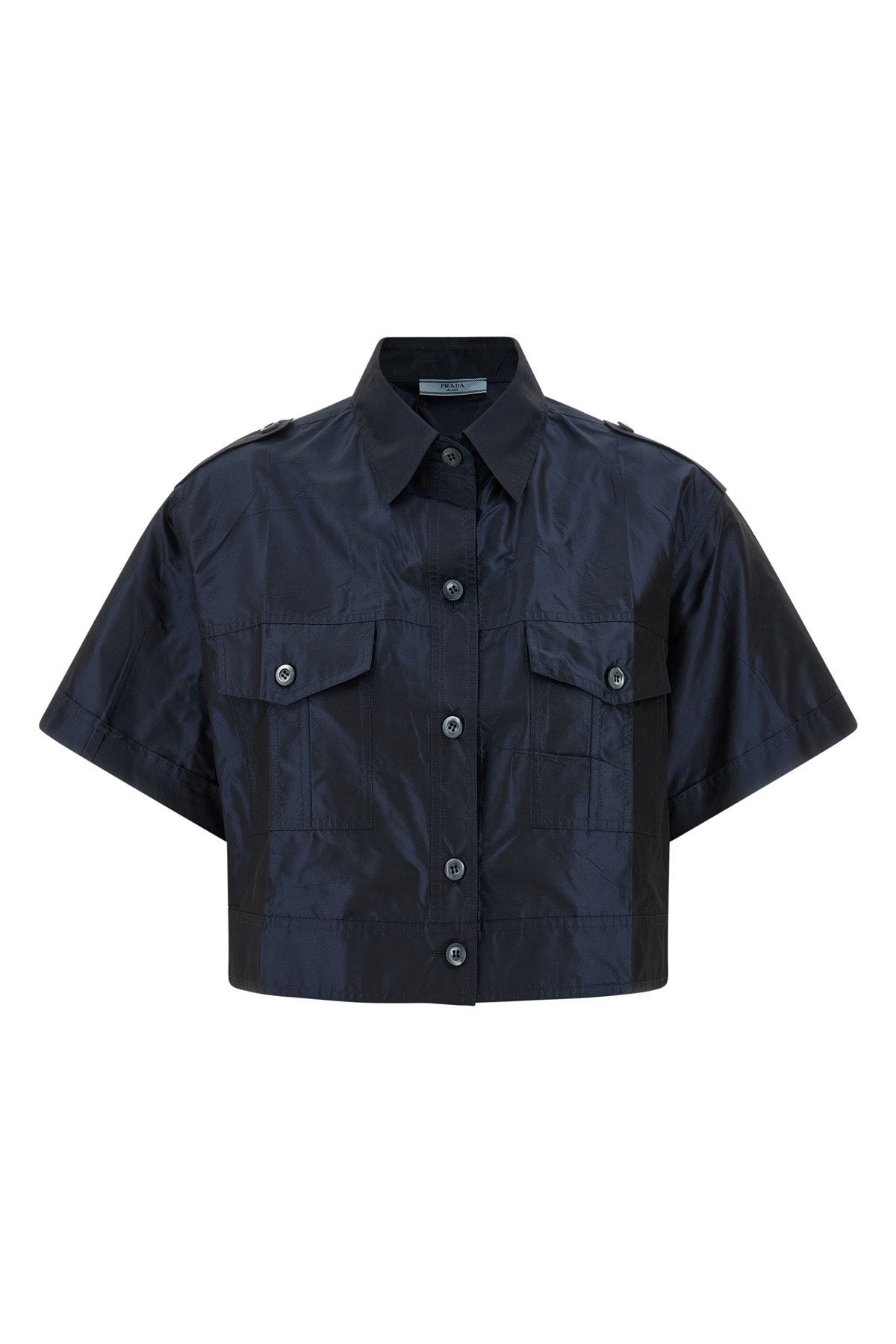 PRADA 42 cropped silk taffeta shirt