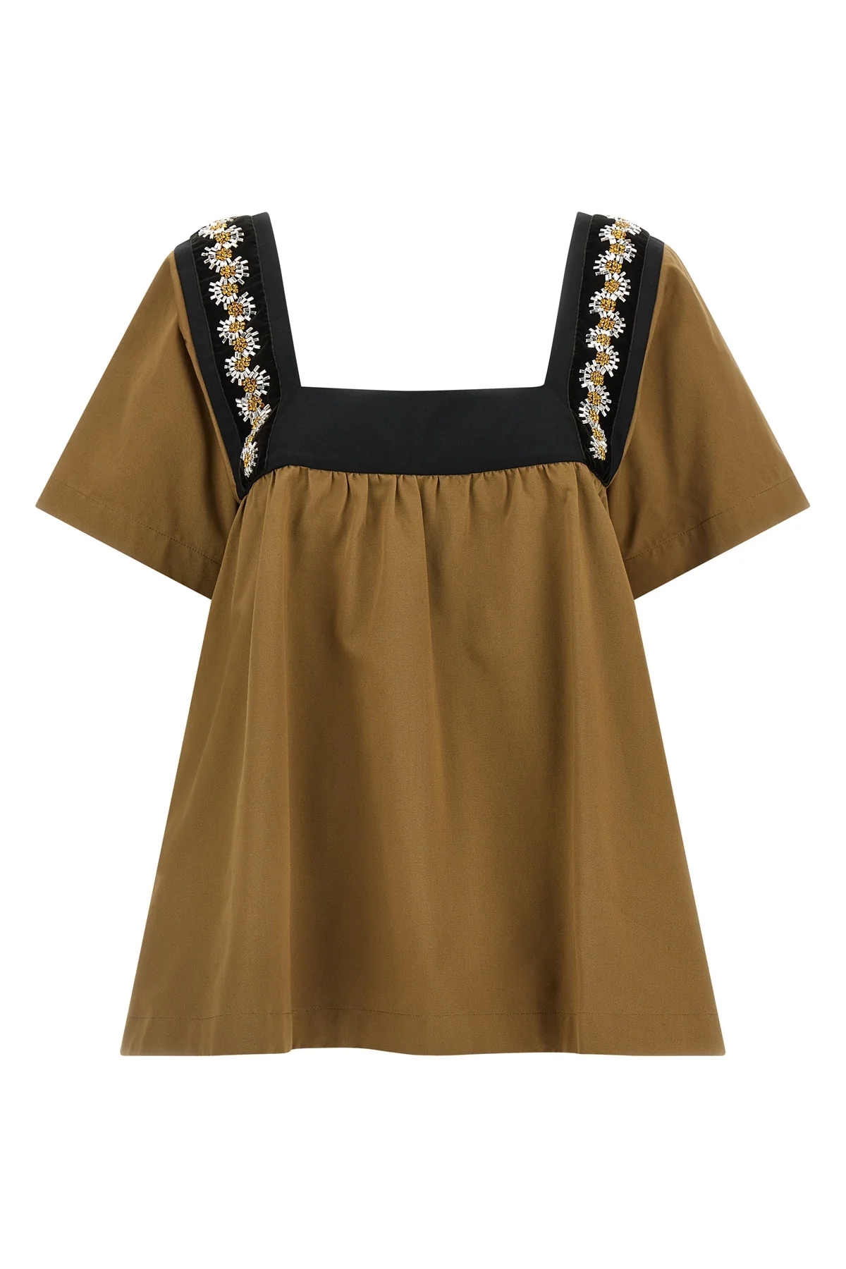 old effect cotton gabardine top
