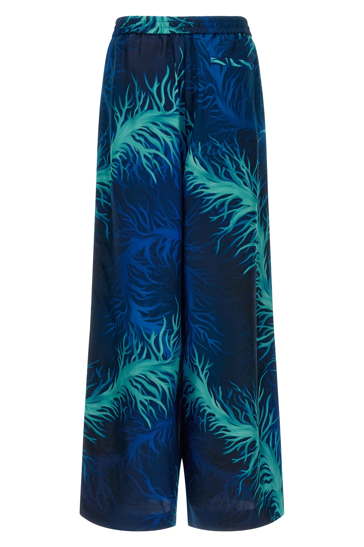 asteria all-over corals print silk twill pants