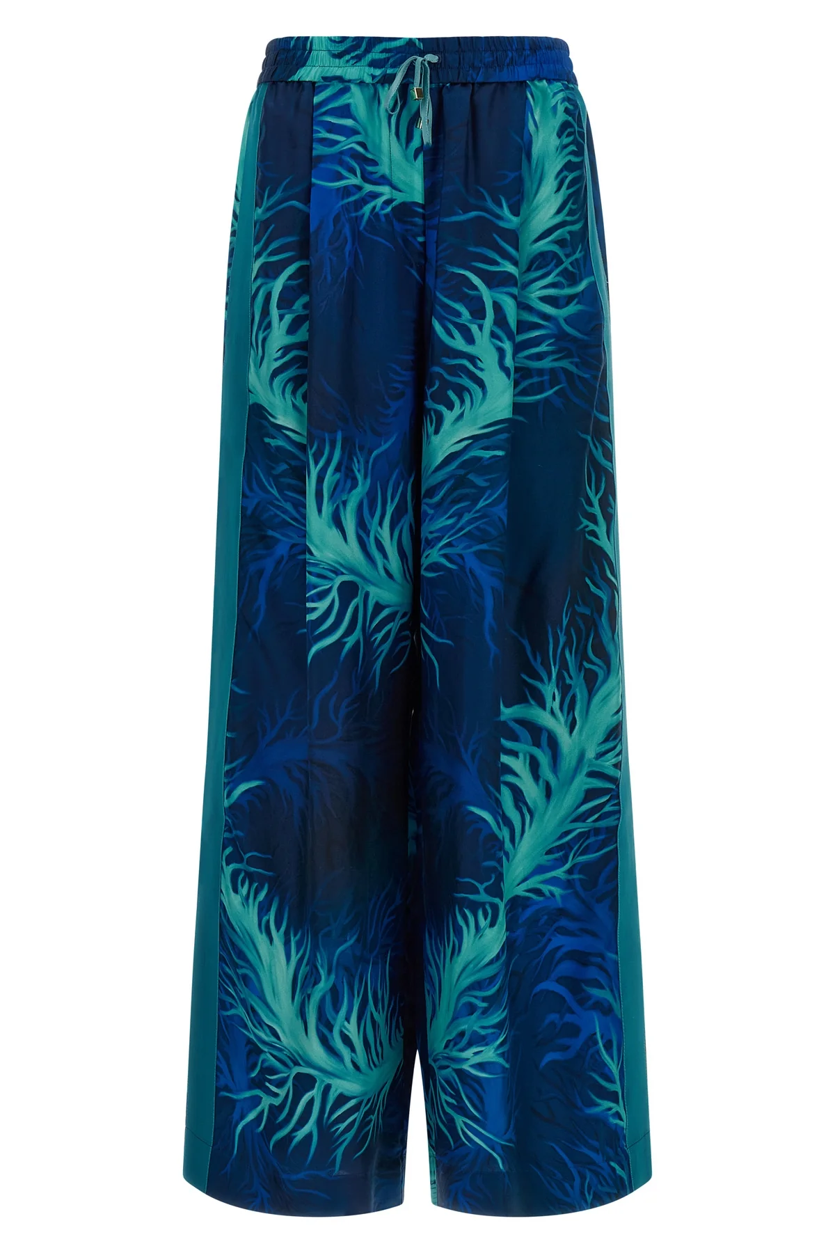 asteria all-over corals print silk twill pants