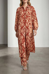 elena all-over braque geometry print silk twill pants
