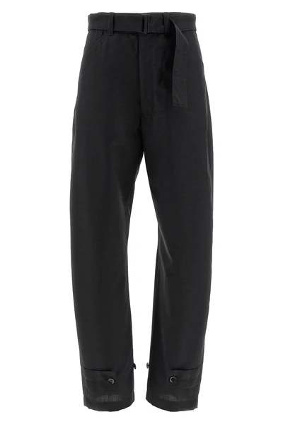 curved tailored straight pants in wool
