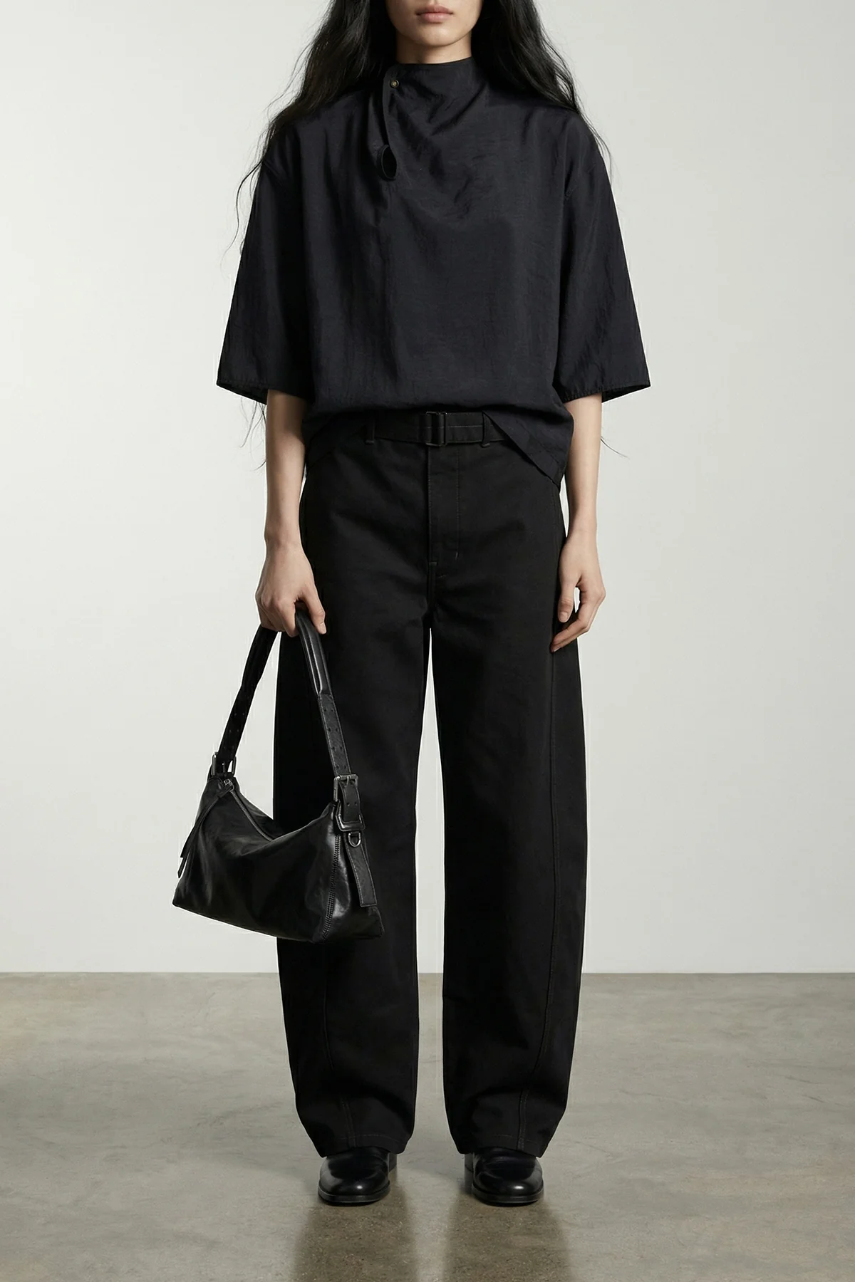twisted belted heavy cotton denim jeans