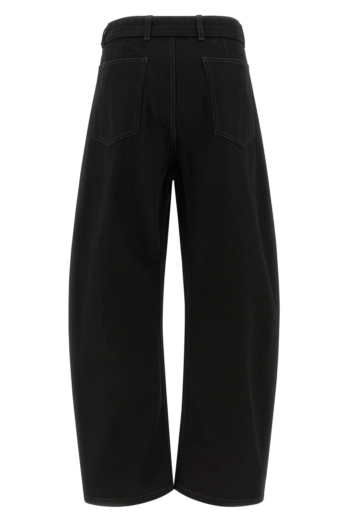 twisted belted heavy cotton denim jeans