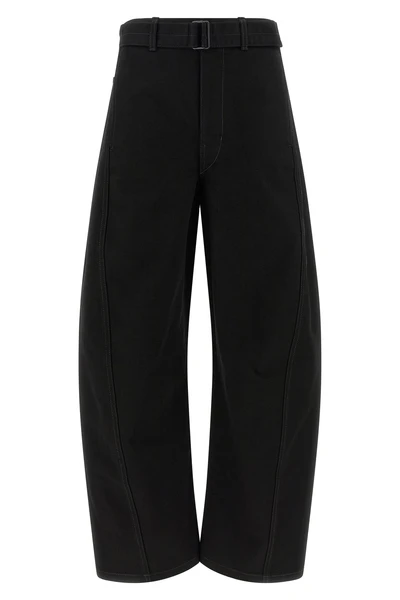 twisted belted heavy cotton denim jeans