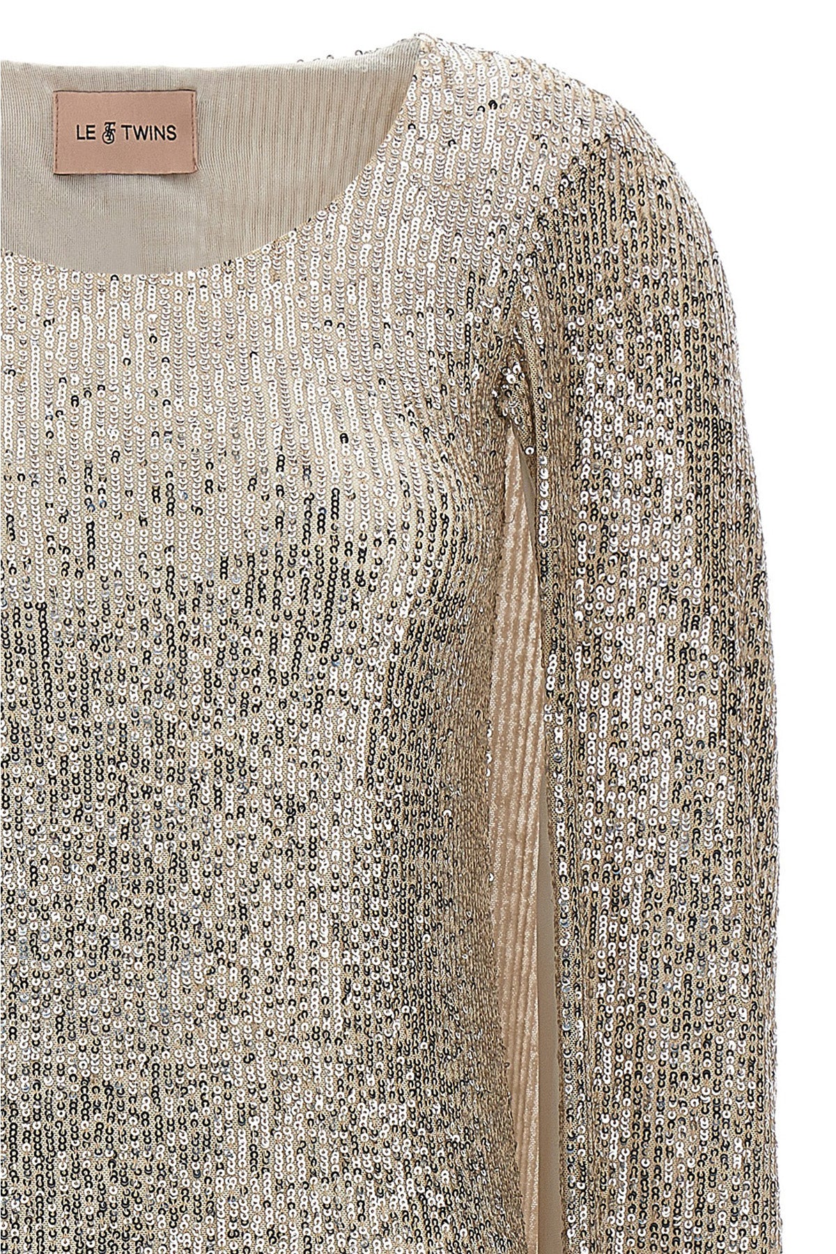 cashmere dress in a stretch fabric withll over sequin appliqué