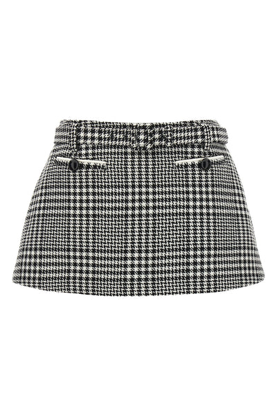 houndstooth bouclé wool blend skort