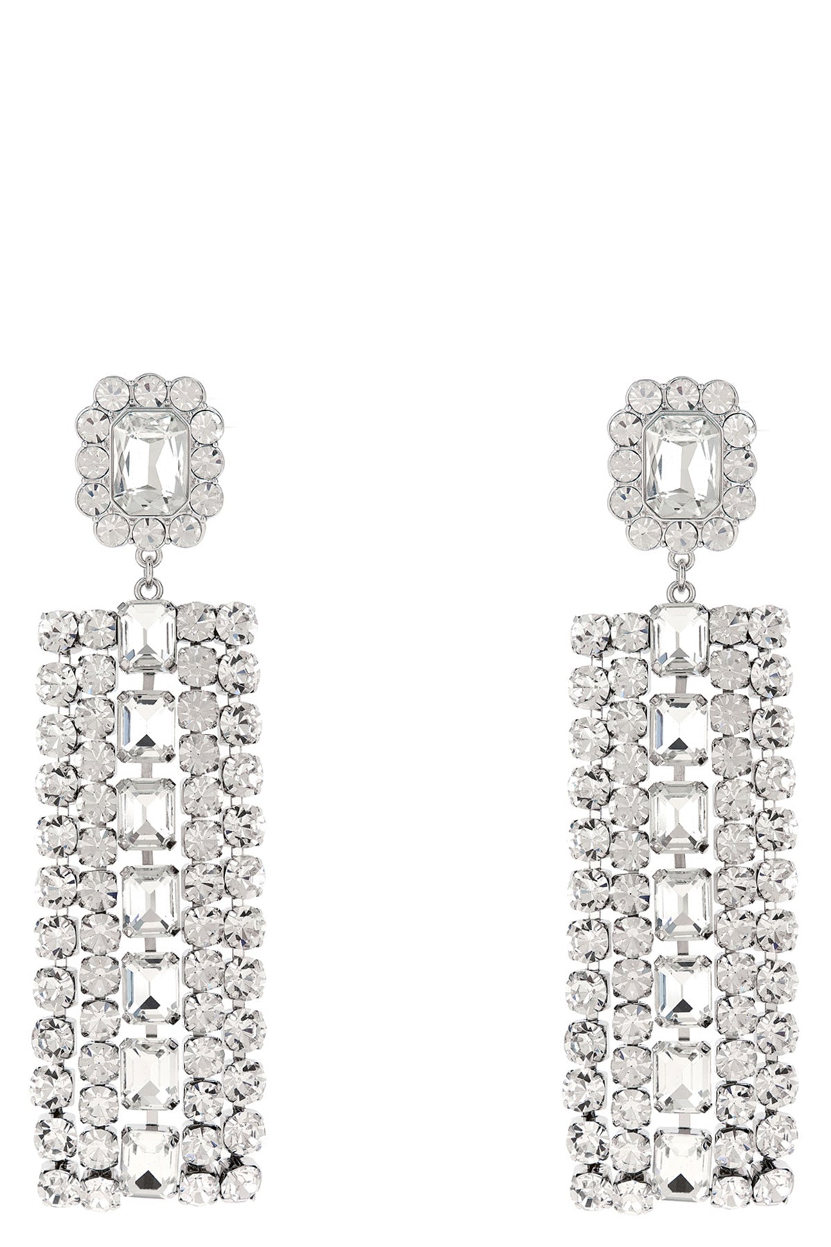 SELF PORTRAIT OS multi crystal droplet earrings in silver brass