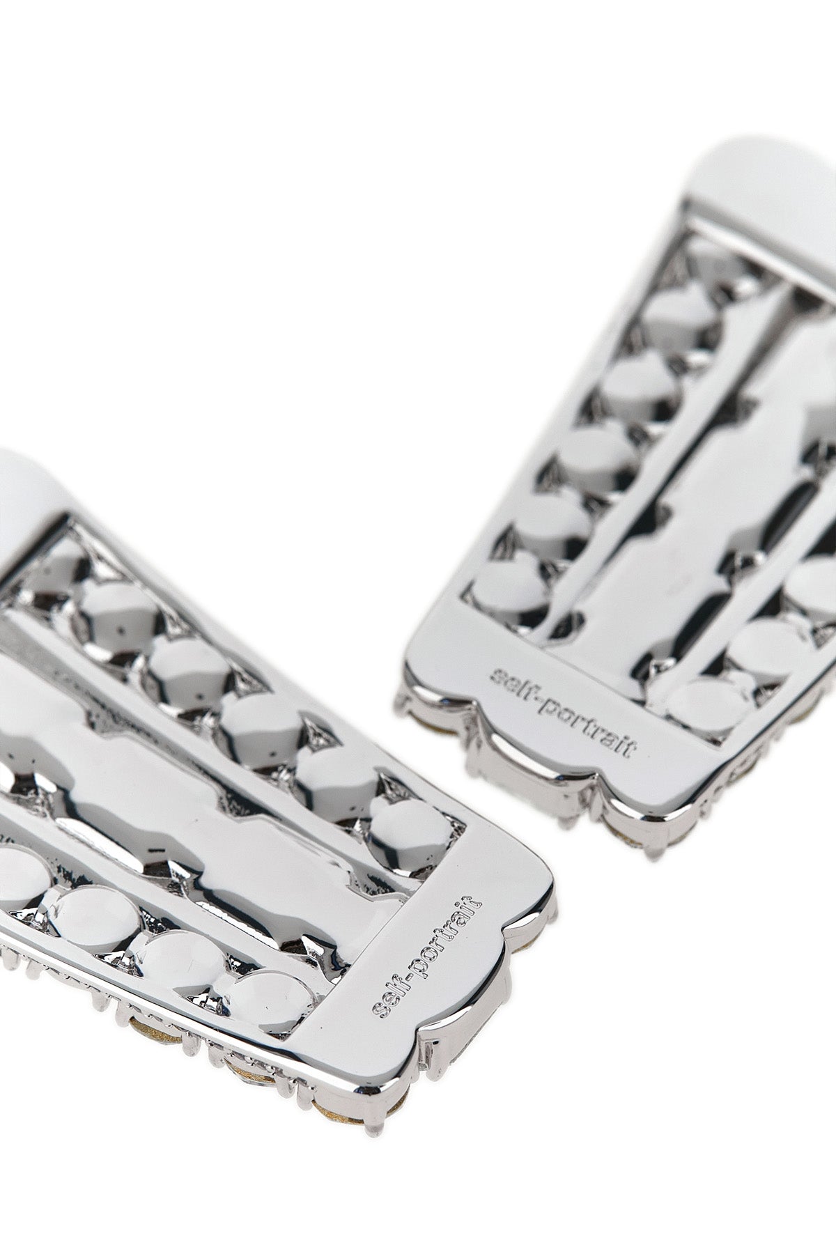SELF PORTRAIT OS multi crystal silver-plated brass earrings