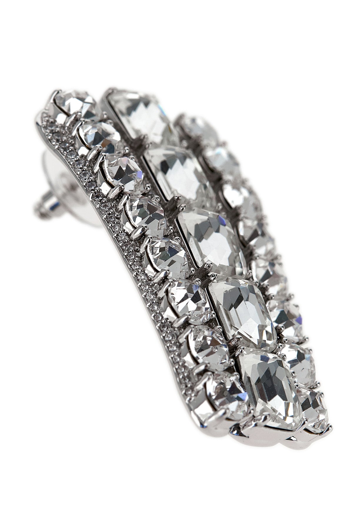 multi crystal silver-plated brass earrings
