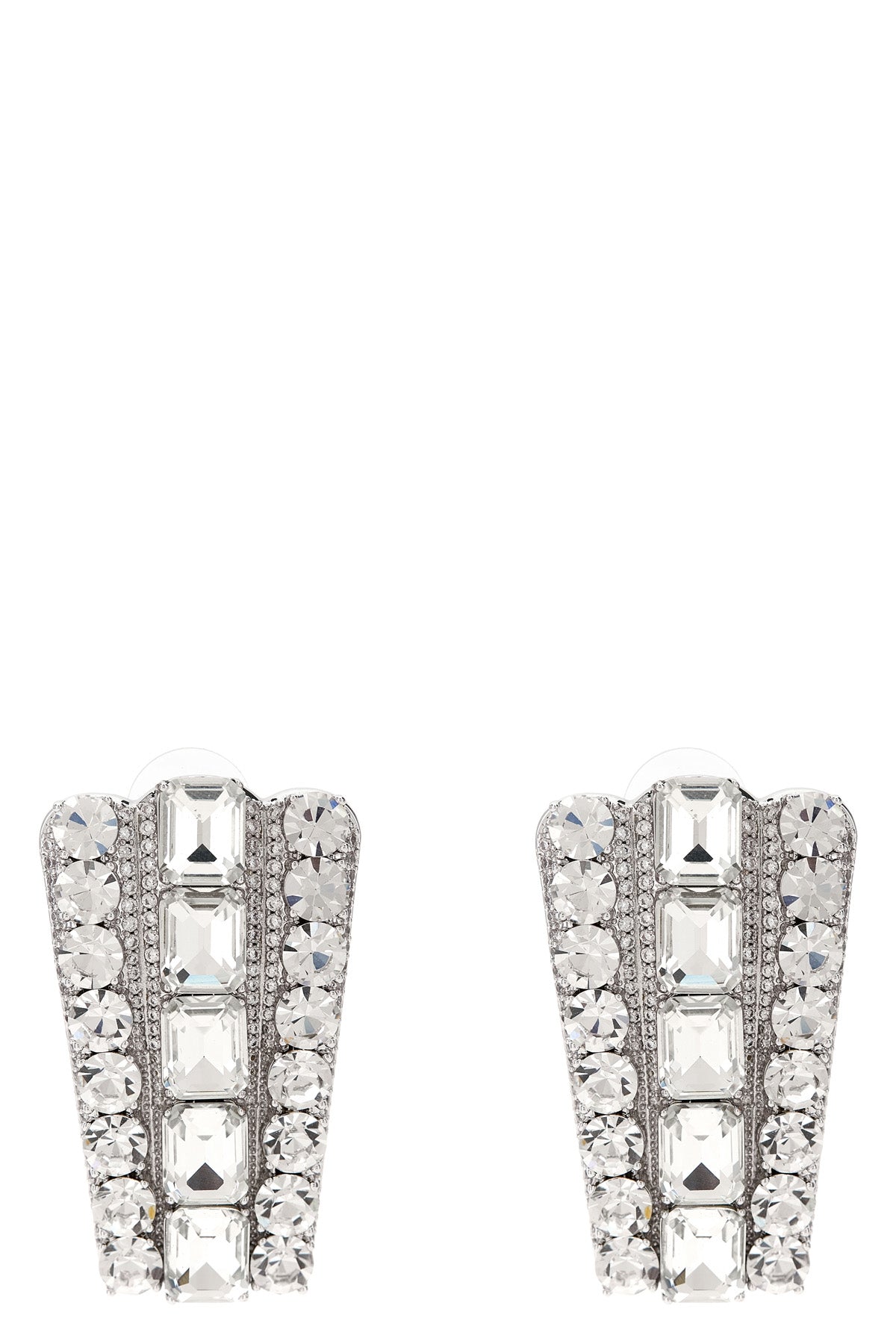 SELF PORTRAIT OS multi crystal silver-plated brass earrings