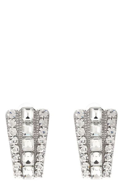 multi crystal silver-plated brass earrings