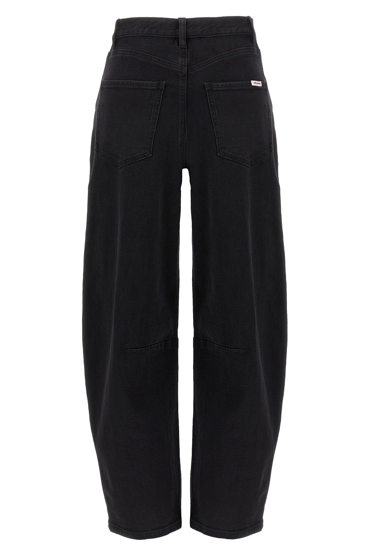 SELF PORTRAIT 27 black barrel leg high-waisted cotton denim jeans