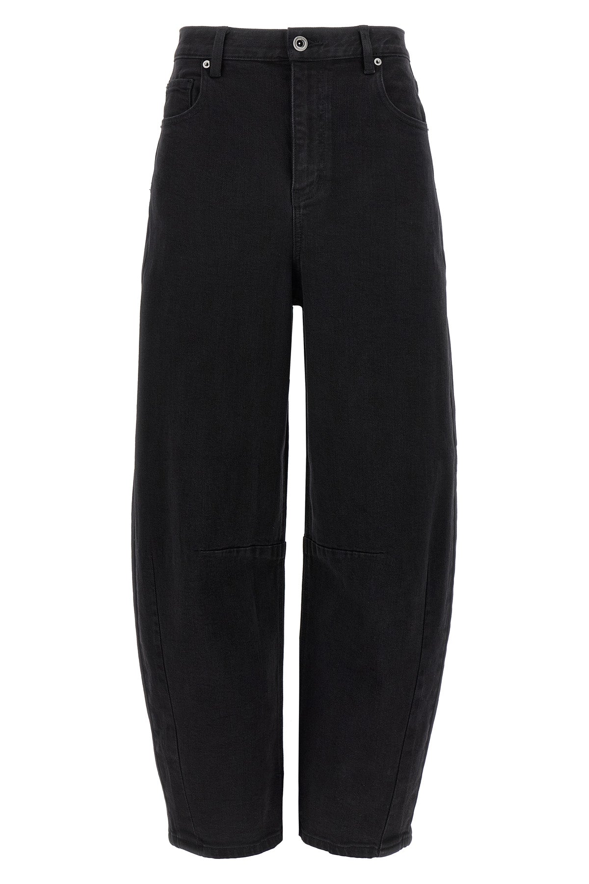SELF PORTRAIT 27 black barrel leg high-waisted cotton denim jeans