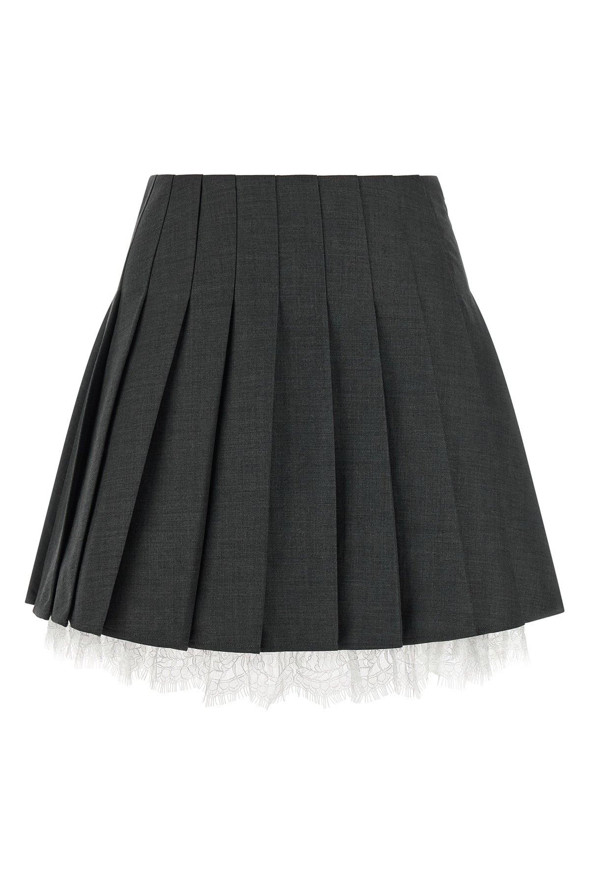 pleated mini skirt in slightly stretch wool blend